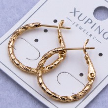 Сережки-кільця Xuping№840В d-2 мм Конго з фактурним крученим дизайном купити недорого медзолото від виробника біжутерика