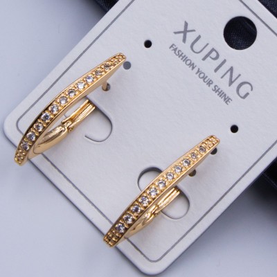 Сережки Xuping№580А h-25мм 18к з доріжкою із білих цирконів ксюпінг сережки в інтернет магазині позолотка