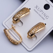 Сережки Xuping№345 18х6мм 18к з фактурним геометричним орнаментом «Меандр» ксюпінг сережки в інтернет магазині позолотка