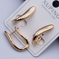 Сережки Xuping№411А h-20мм 18к лаконічні сережки-дуги у стилі рідкого металу ксюпінг сережки в інтернет магазині позолотка