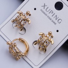 Сережки Xuping№617 12х10мм 18к черепаха з білим камінням на круглому замку куплю ювелірну біжутерію Xuping оптом Харків