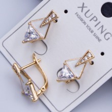 Сережки Xuping№701 18х8мм 18к ромбовидної геометричної форми з білою емаллю куплю ювелірну біжутерію Xuping оптом Харків